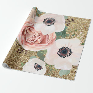 Presente rosa de jardim geométrico com rolo de papel de 60