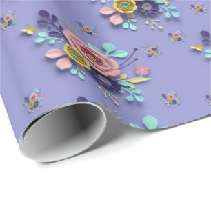 Presente Rosas Florais Roxos De Papel Brilhante