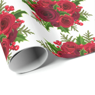 Presente Rosas vermelhas de papel de enrolamento de feriado
