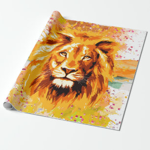 Presente Safari Lion   Papel Colorido De Embalagem De Leão