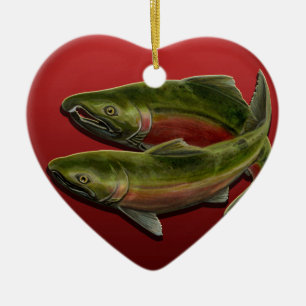 Presente Salmon personalizado ornamento de pesca