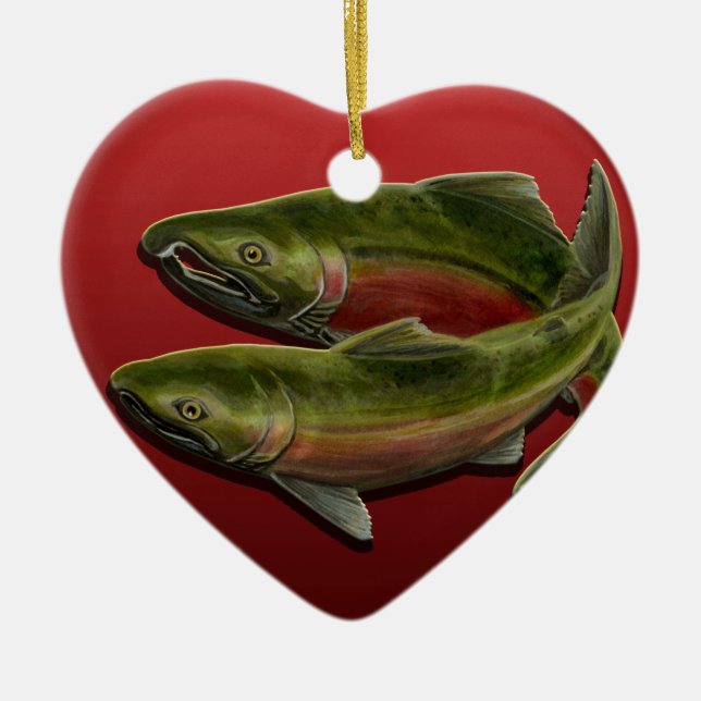 Presente Salmon personalizado ornamento de pesca (Frente)