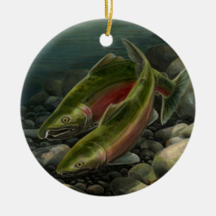 Presente Salmon personalizado ornamento de pesca