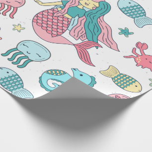 Presente Sereia e Amigos do Mar Bonitos Papel de Moldagem