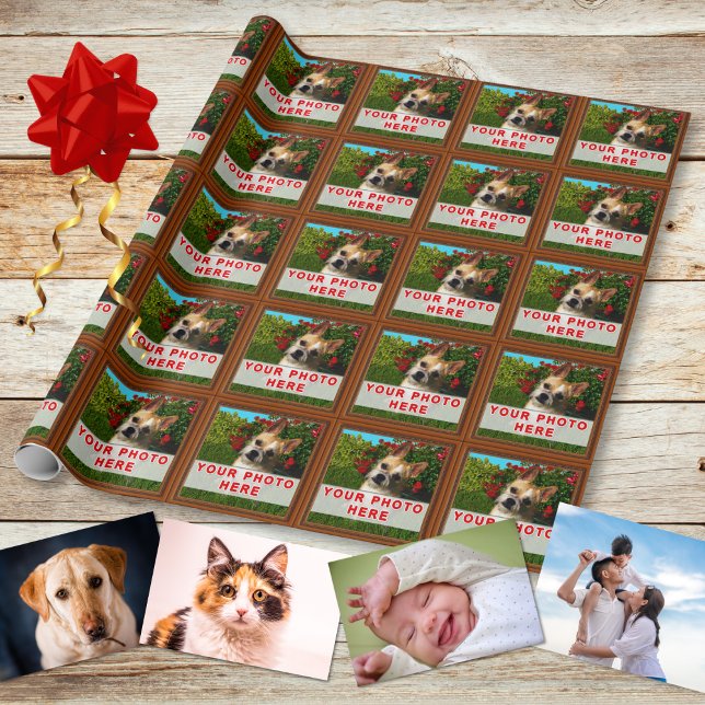 Presente Seu papel personalizado de moldagem FOTO (PHOTO Wrapping Paper. Dog Photo Wrapping Paper. Custom photo wrapping paper. Cat gift wrap, or pet.)