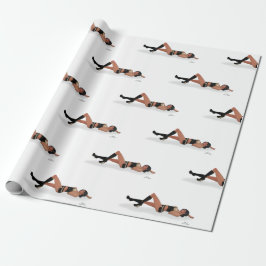 Presente Sexy Brunette Pinup Girl Dormindo Papel De Molho