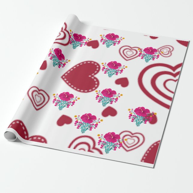 Presente Skaymarts | Papel De Embalagem Floral De Amor Únic (Desenrolado)