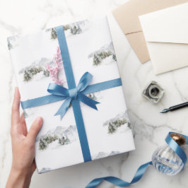 Presente Snowy Mountain Watercolor Papel de enrolamento de 