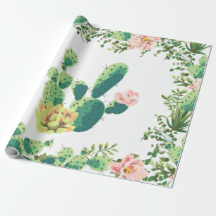 Presente Suculento de cactus boêmico com rolo de papel de 