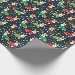 Presente suéteres de Natal corgi que embrulham papel