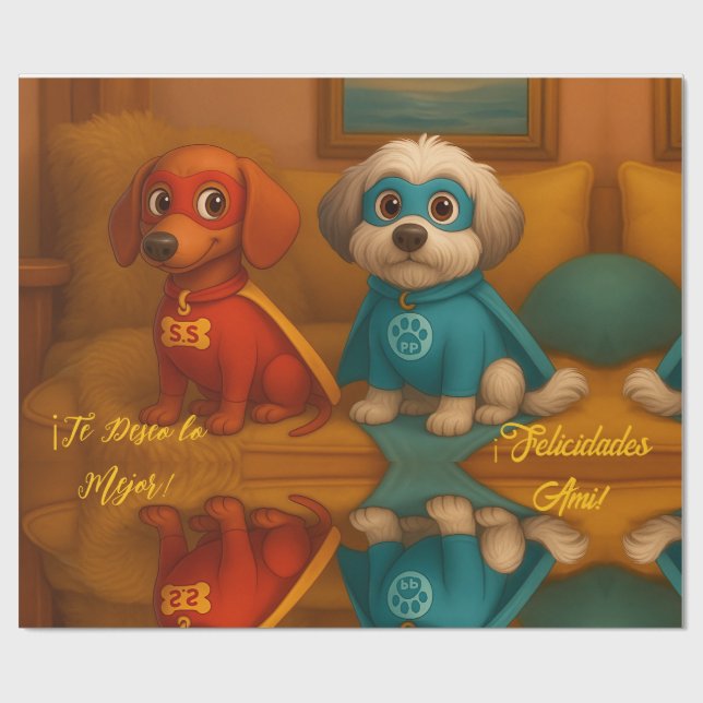 Presente 🐾 Super Pinis en Acción – Papel de Regalo (Aberto)