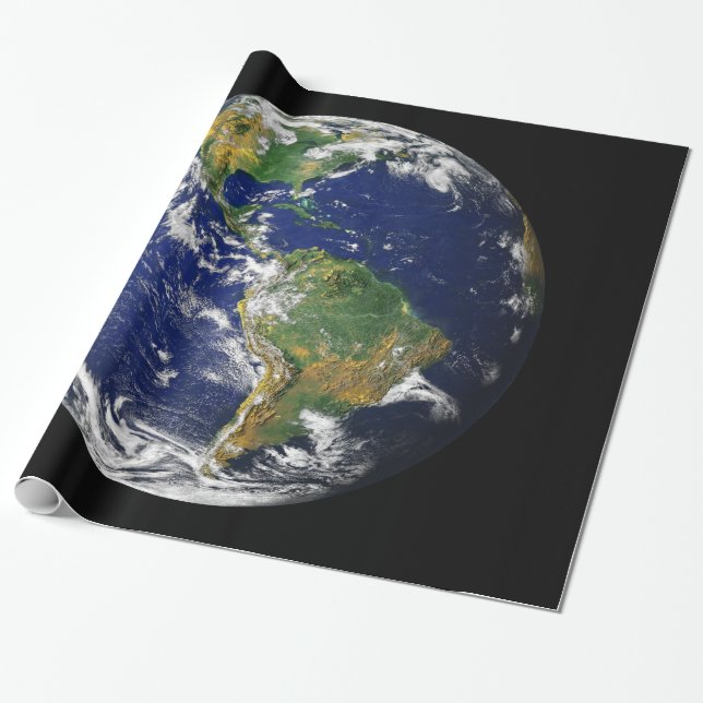 Presente TERRA do PLANETA do papel de envolvimento lustroso (Desenrolado)