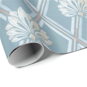 Presente Teste padrão azul antiquado do papel de parede do