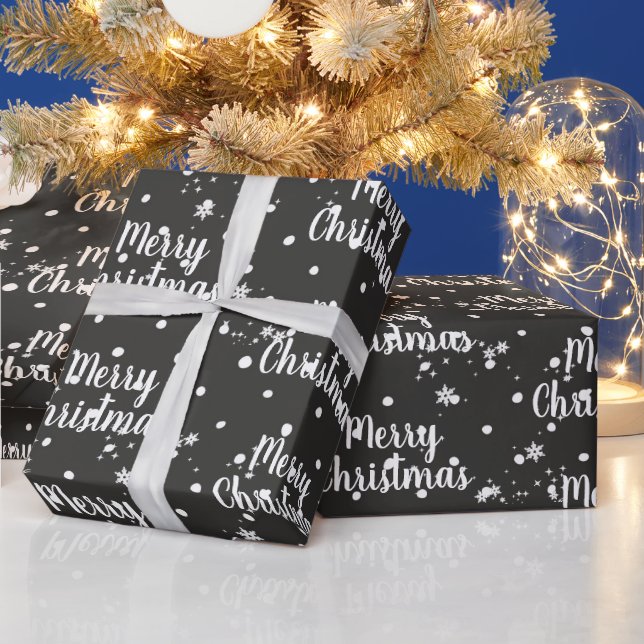 Presente Texto Feliz Natal em Flocos de Neve em Papel Verme (Feriados)