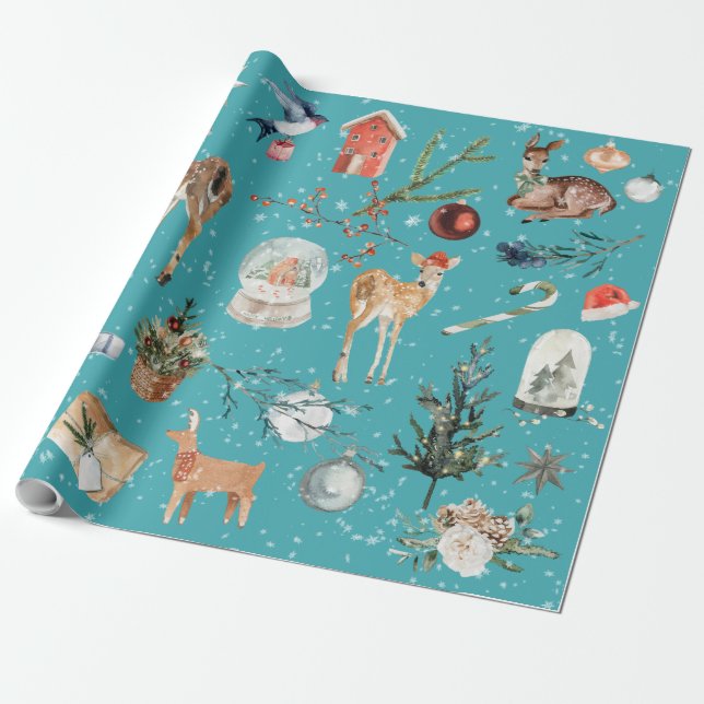 Presente Todo o papel de moldagem da Reindeer de Natal (Desenrolado)