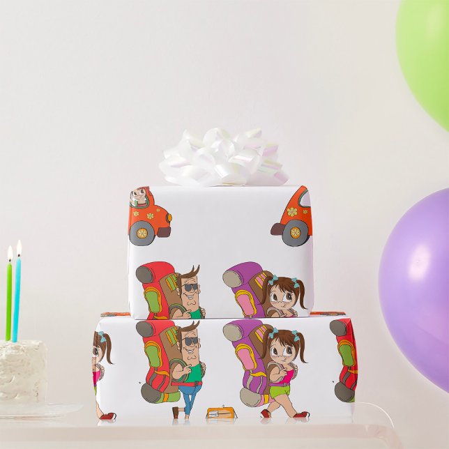 Presente Turistas Com Mochilas Viajando Papel De Embalagem (Criador carregado)