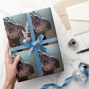 Presente Tyrannosaurus Rex Cara Assustadora, Papel De Embal