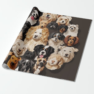Presente Um Monte De Cães Enrolando Papel