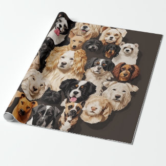 Presente Um Monte De Cães Enrolando Papel