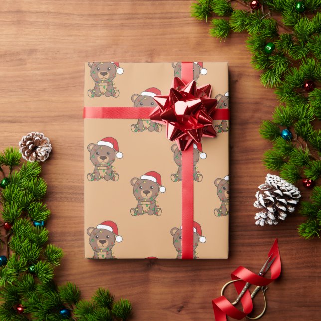 Presente Urso de Natal - Urso de inverno Papel de enrolar (Presente de Natal)
