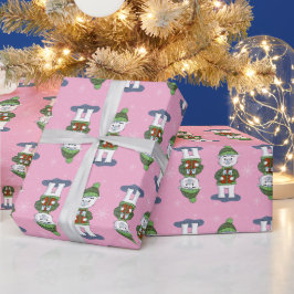 Presente Urso Polar Doce Com Papel De Moldagem Rosa Para Pr