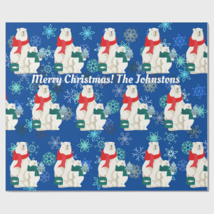 Presente Urso Polar Grande e Pequeno e Papel de Enrolamento