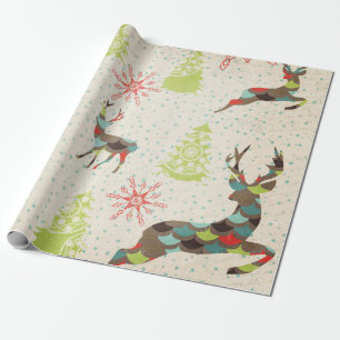 Presente Veado Whimsical, Flocos De Neve, Árvores De Papel