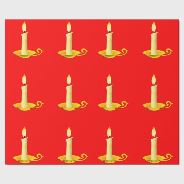 Presente Velas brancas no papel de enrolamento vermelho (Barra)