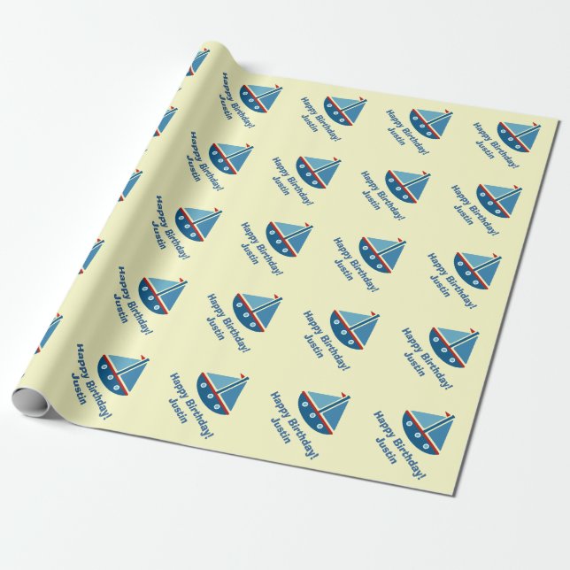 Presente Veleiro personalizado do papel de envolvimento | (Desenrolado)