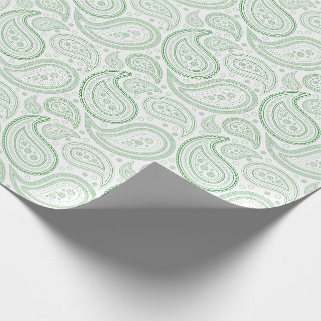 Presente Verde de Paisley no papel de envolvimento branco (Ponta)