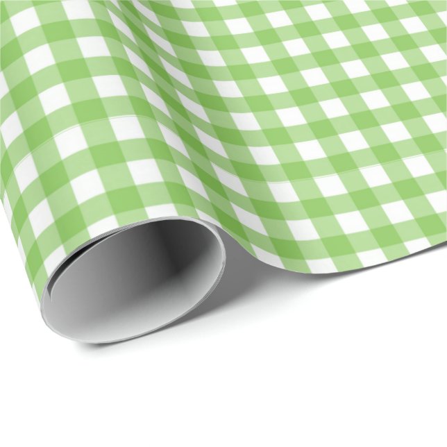 Presente Verde Limão| Papel Branco De Lavagem De Gingham (Ponta do rolo)
