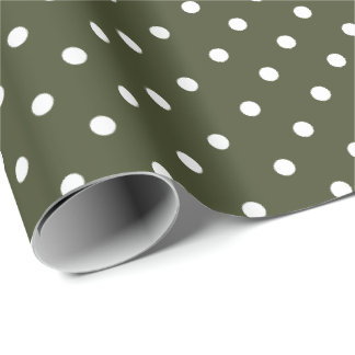 Presente Verde-oliva | Papel de enrolamento de Bolinhas bra