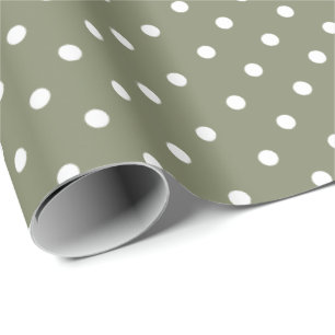 Presente Verde Sage  Papel branco de enrolamento da Bolinha