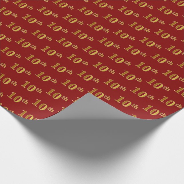 Presente Vermelho, Faux Dourado 10º (Décimo) papel de enrol (Ponta)