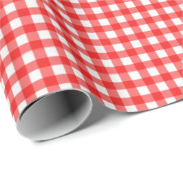Presente Vermelho| Papel Branco De Lavagem De Gingham