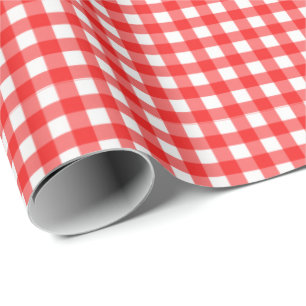 Presente Vermelho  Papel Branco De Lavagem De Gingham