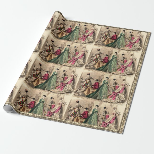 Presente Vestido Vitoriano Com Papel De Enrolamento De Arco (Desenrolado)
