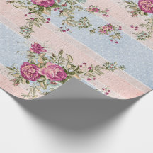 Vintage floral e papel de envolvimento das listras