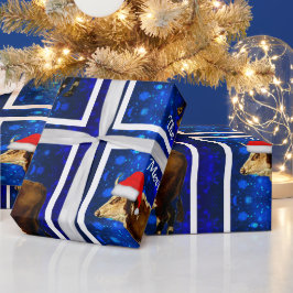 Presente Vintage Hereford Bull sobre papel de ondulação de 