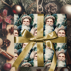 Presente Vintage Papai Noel Feliz Papel de Molho de Natal