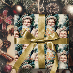 Presente Vintage Papai Noel Feliz Papel de Molho de Natal