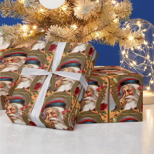 Presente Vintage Papais noeis Feliz Papel de Molho de Natal (Feriados)