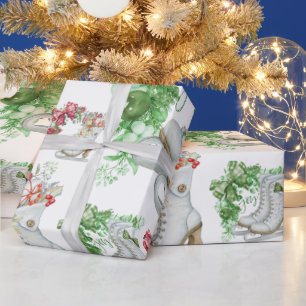 Presente Vintage Skates de gelo vermelho &verde   Papel de 