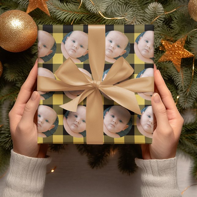 Presente Xadrez Amarelo e papel de moldagem de fotos modern (Criador carregado)