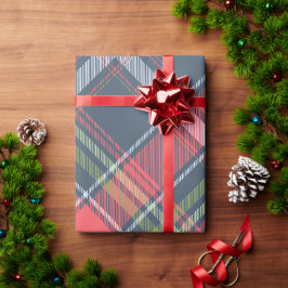 Presente Xadrez de Natal Tartan Papel Diagonal Wraping