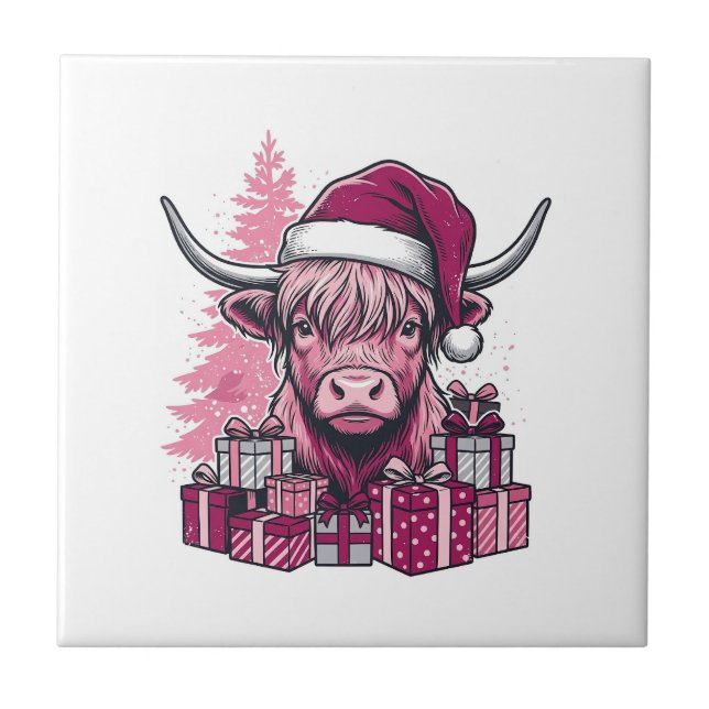 Presentes de Natal da Vaca de Terras Altas Rosa Ar (Frente)