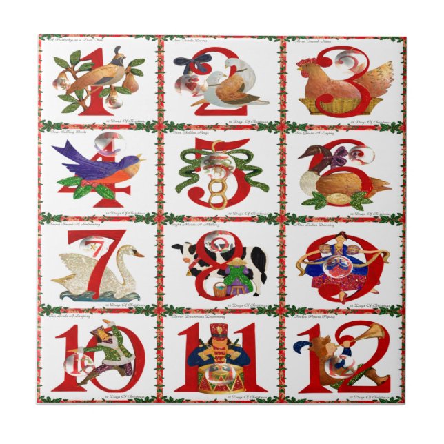 Presentes de Quilt Impresso dos 12 Dias de Natal (Frente)