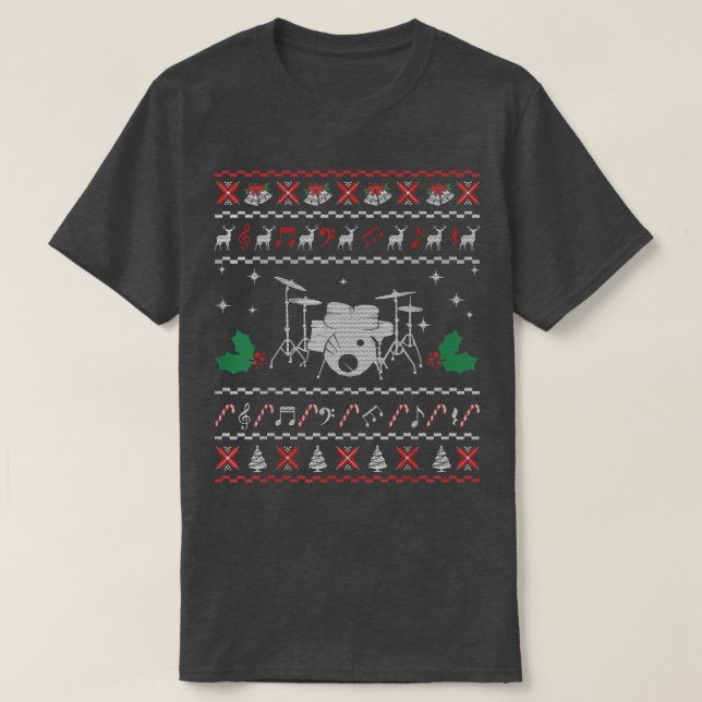 Presentes De Suéter De Natal Feio Para Drummer (Frente do Design)