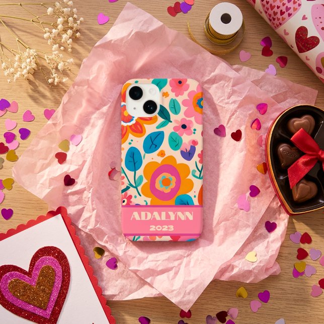 Presentes do Dia dos Namorados com Florais Retro V (Vivid Retro Florals Valentines Gifts for Teens Case-Mate iPhone Case)