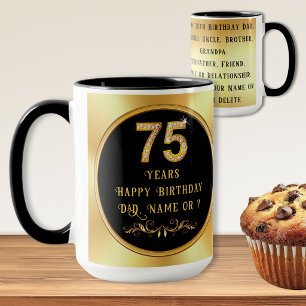 Presentes dos 75 anos do homem. Canecas dos 75 ano